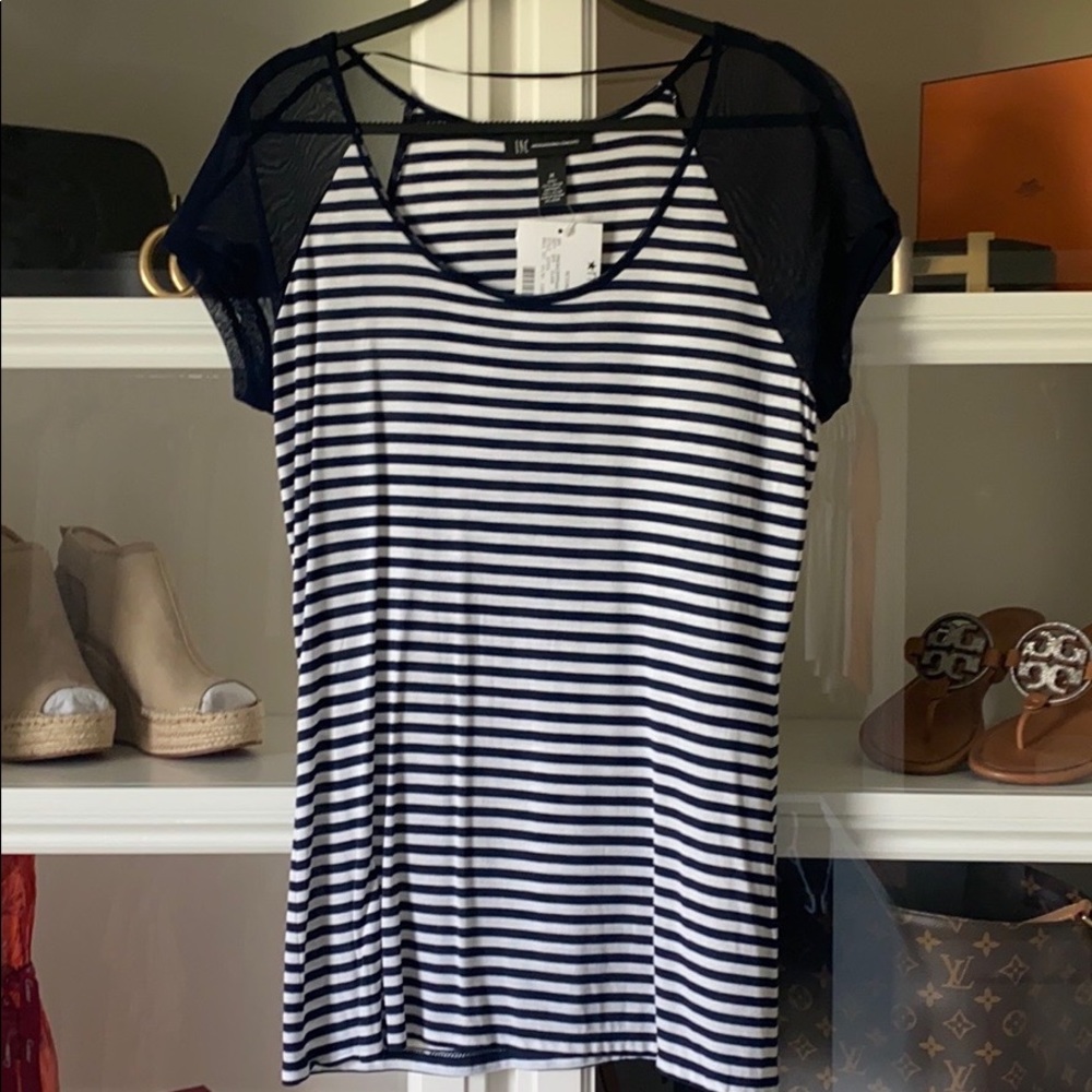 NWT Navy Blue + White Stripe Top